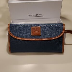 Dooney & Bourke Blue and Brown Leather Wallet